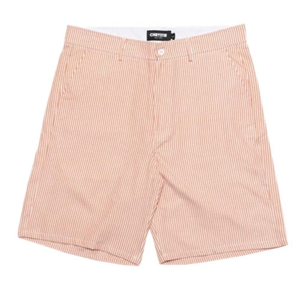 Chrystie NYC OG Logo Seersucker Shorts Orange Stripe Men's XL, Large, Medium $79